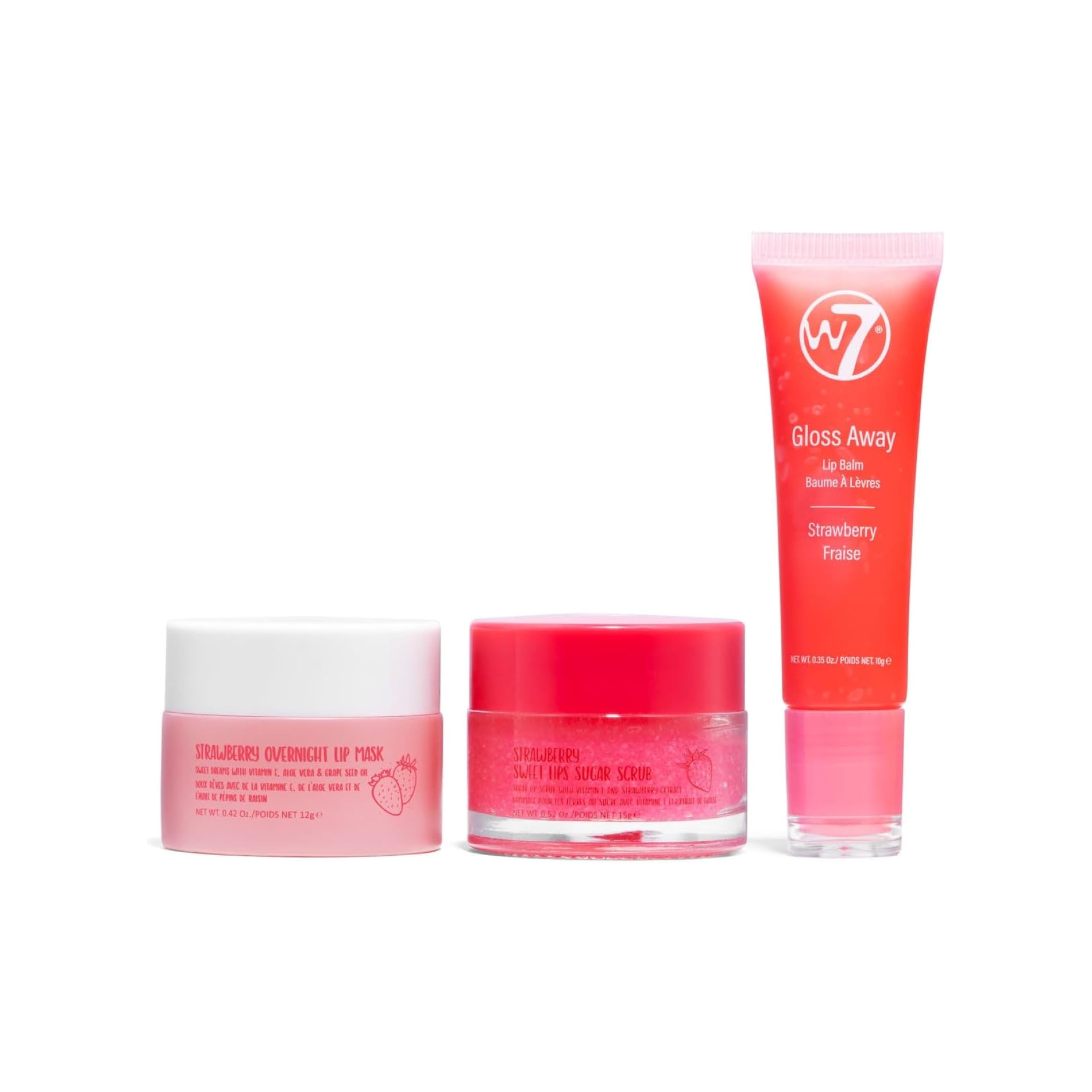 W7 Sweet Dreams lip scrub jar for smoother lips with vitamin E and strawberry extract