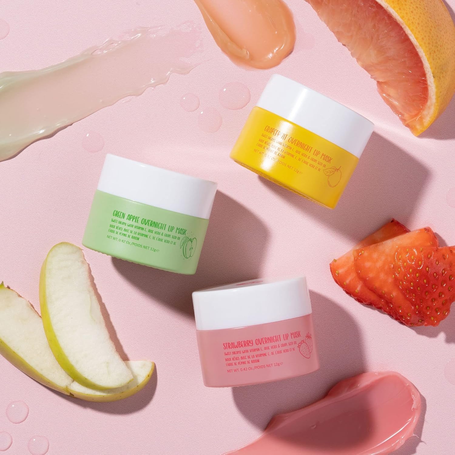 W7 Sweet Dreams lip mask trio with grapefruit flavor supports overnight lip nourishment.