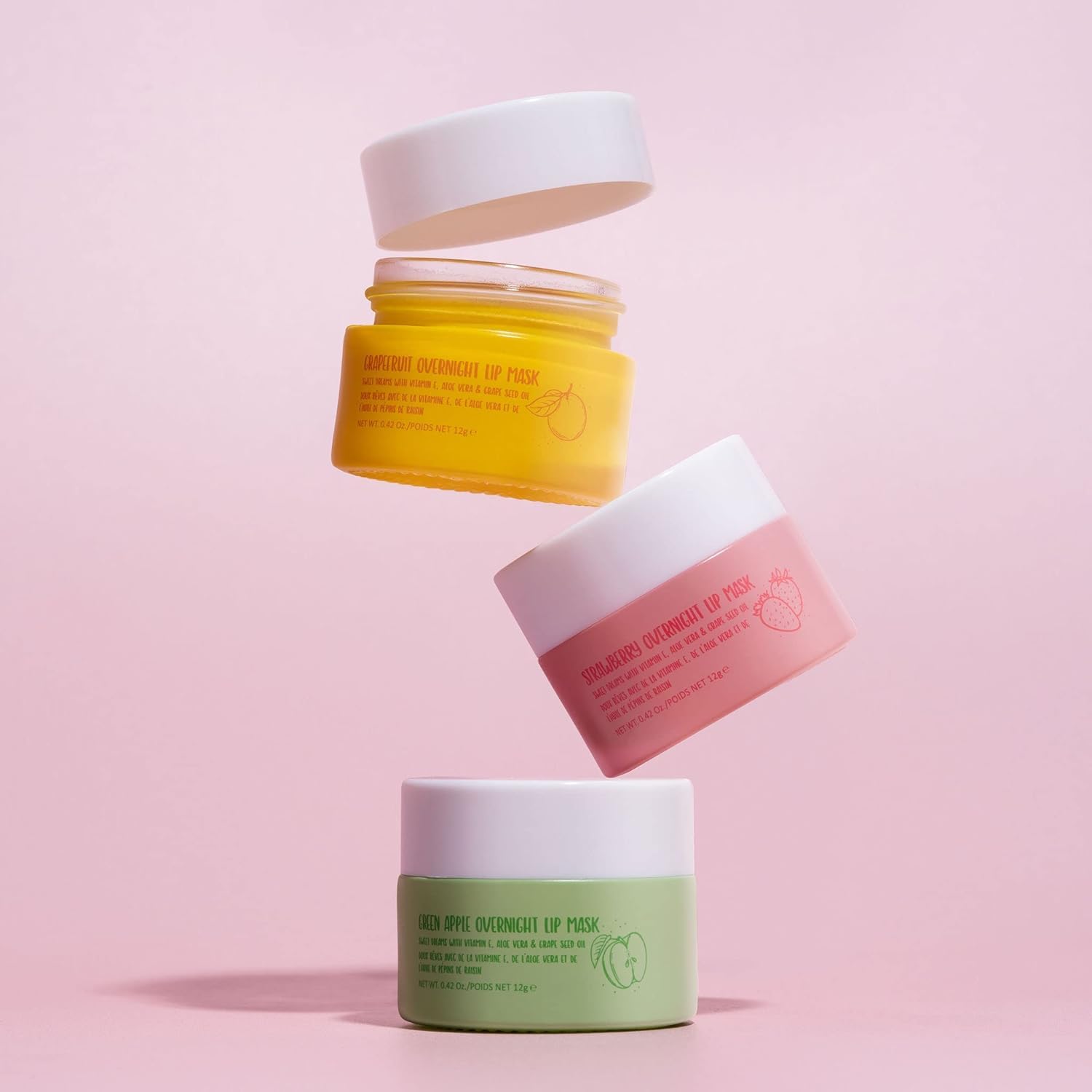 W7 Sweet Dreams lip mask trio with strawberry flavor promotes kissable lips by morning.