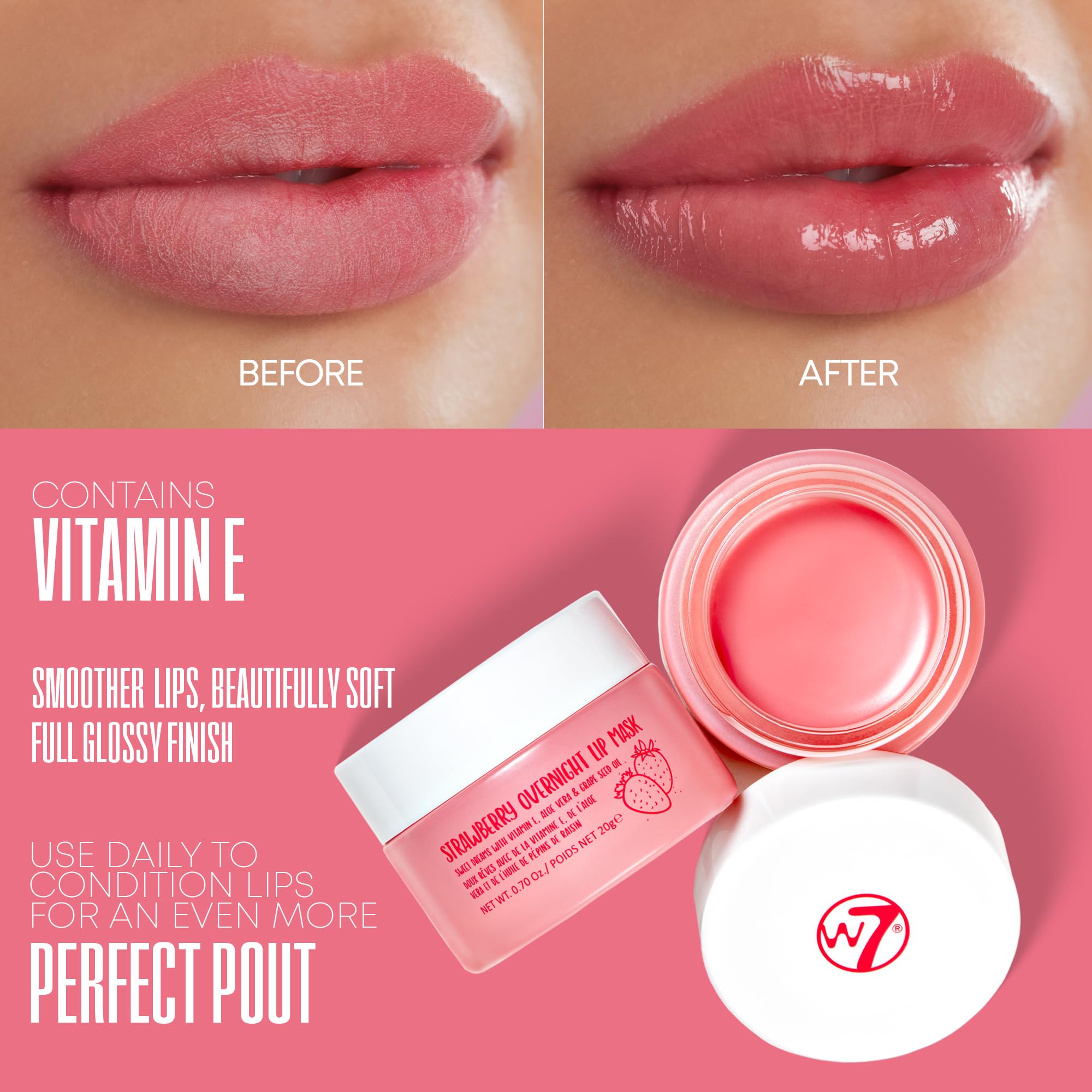 W7 Sweet Dreams packaging highlights premium lip care for daily moisture.