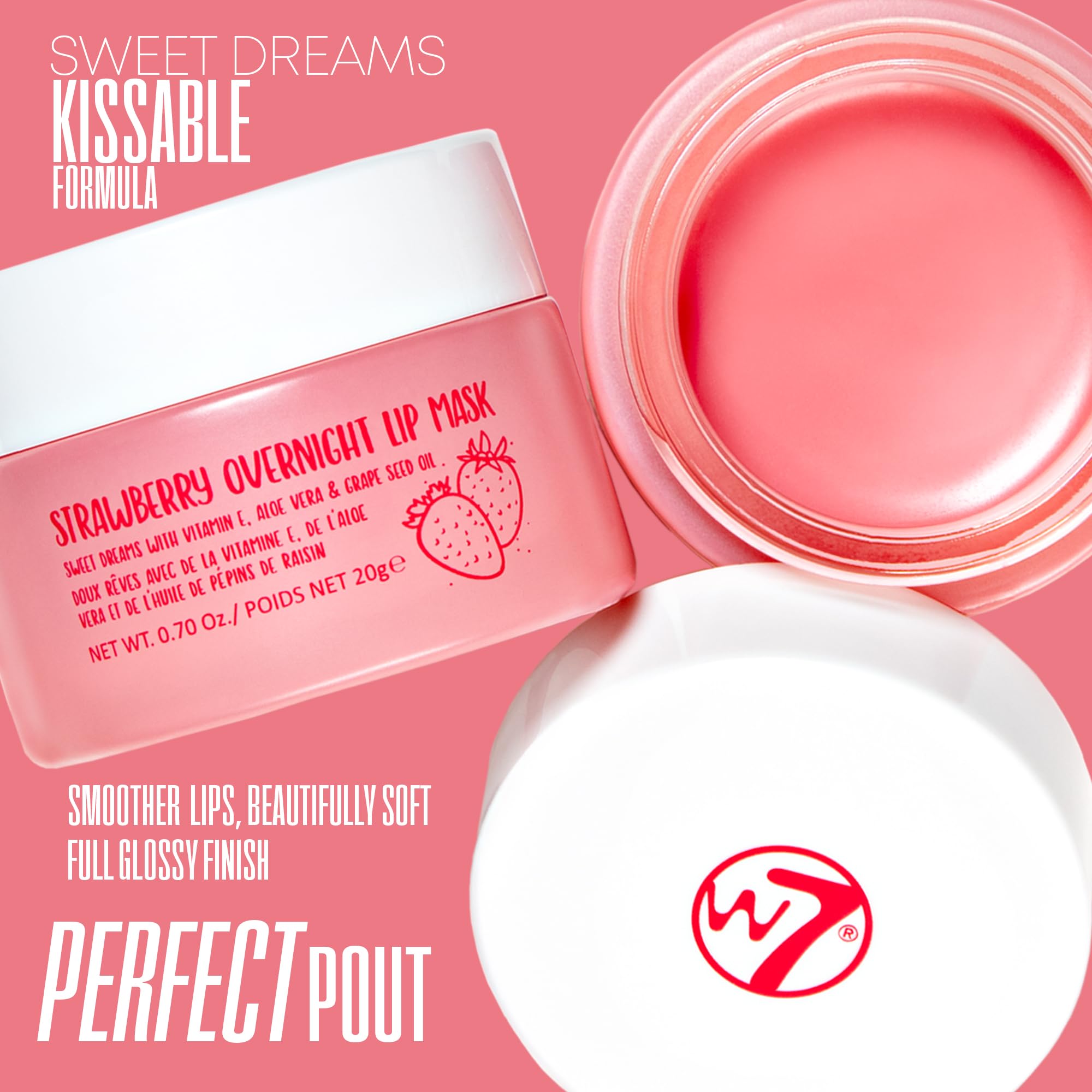 Close-up of the W7 Sweet Dreams lip mask texture showing nourishing cream.