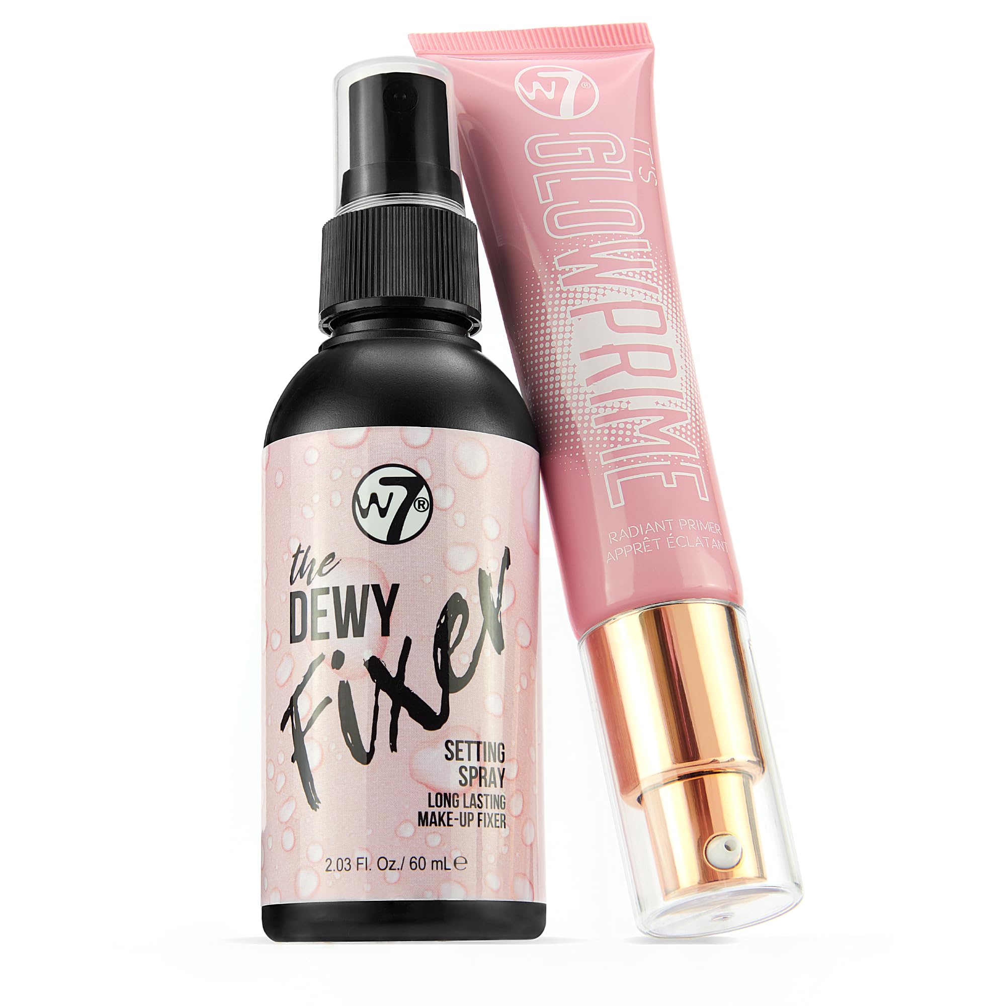 W7 The Fixer Glow primer bottle closeup for radiant base preparation