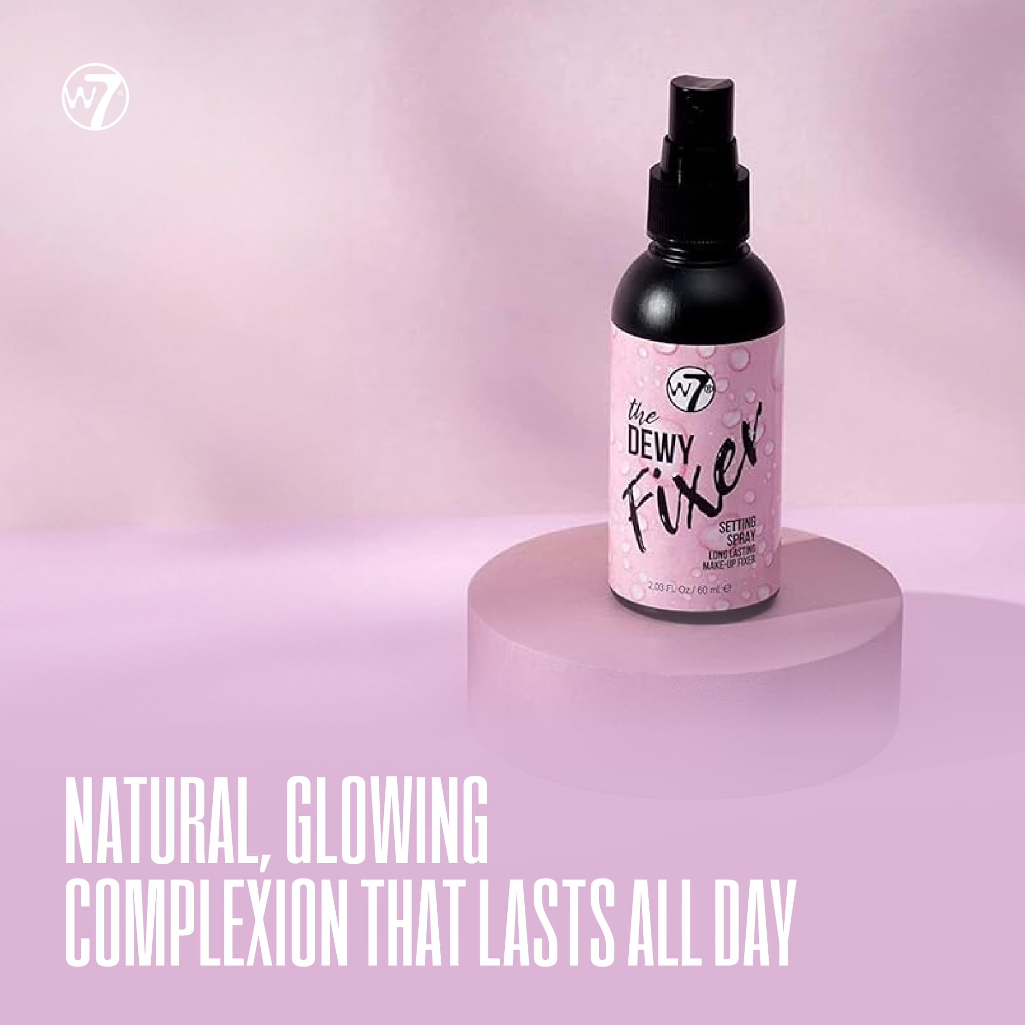 W7 The Fixer Glow spray mist on face delivers hydrating glow