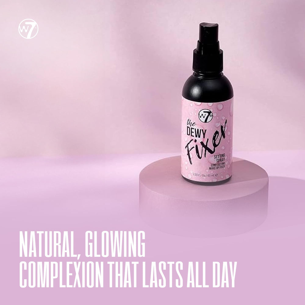 W7 The Fixer Glow spray mist on face delivers hydrating glow