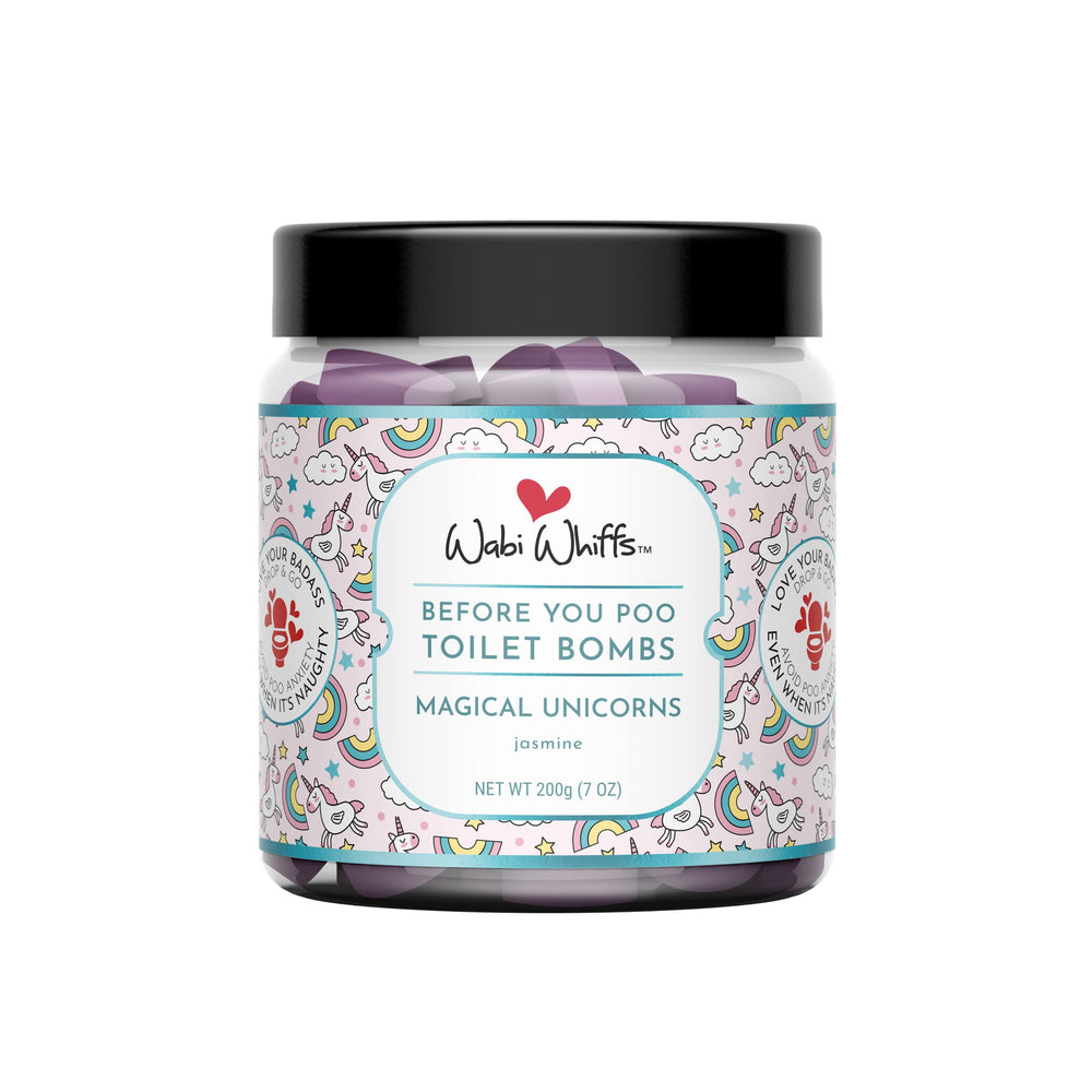 Wabi Whiffs magical unicorns packaging shows kid-friendly aromas for shared bathrooms