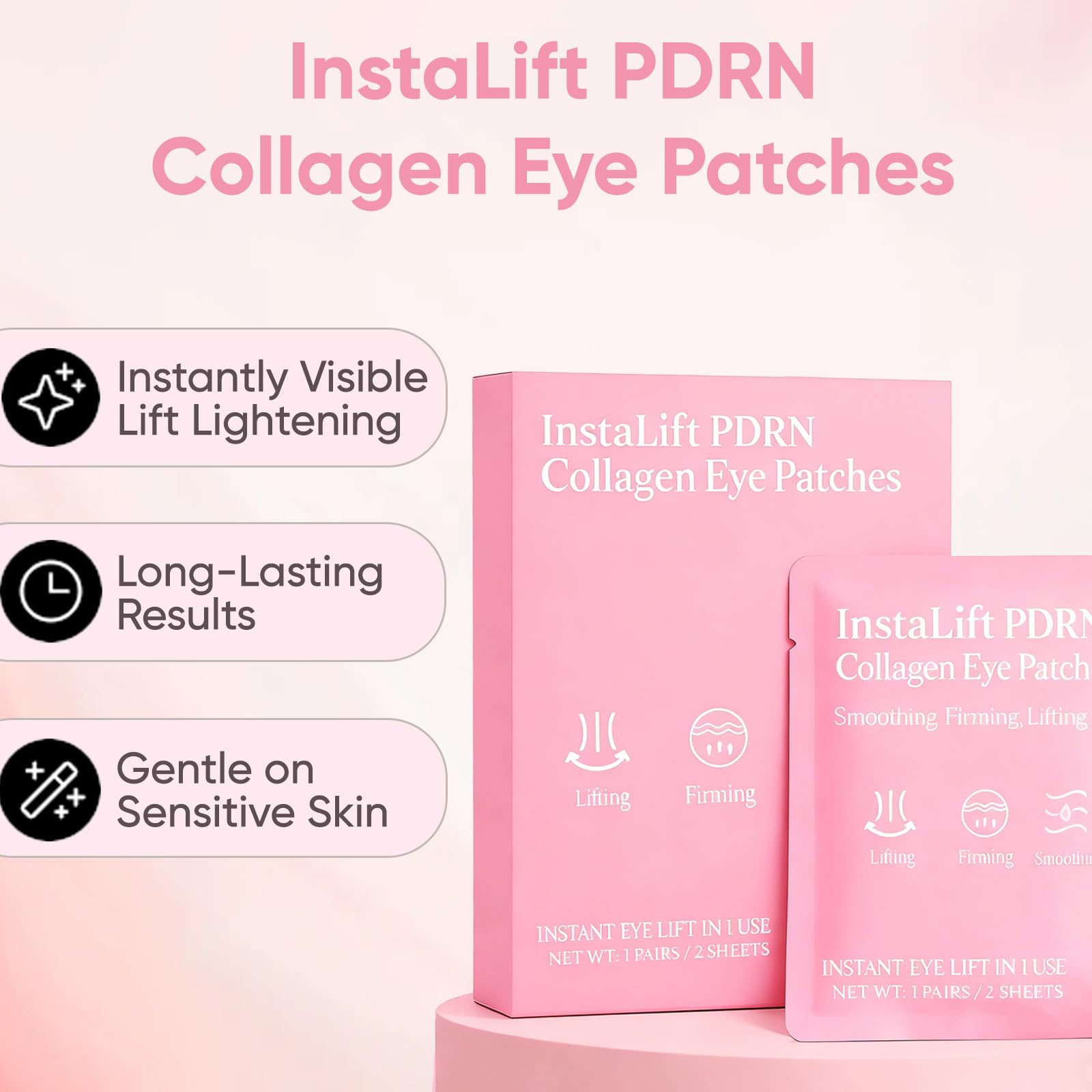 WAESKI Instalift travel-friendly eye patches ideal for on-the-go care.