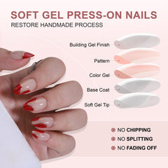 WAFOLOZE gel-based color and pattern on almond short tips
