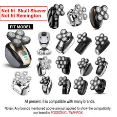WAHFOX silver head detail shows broad compatibility with many shavers