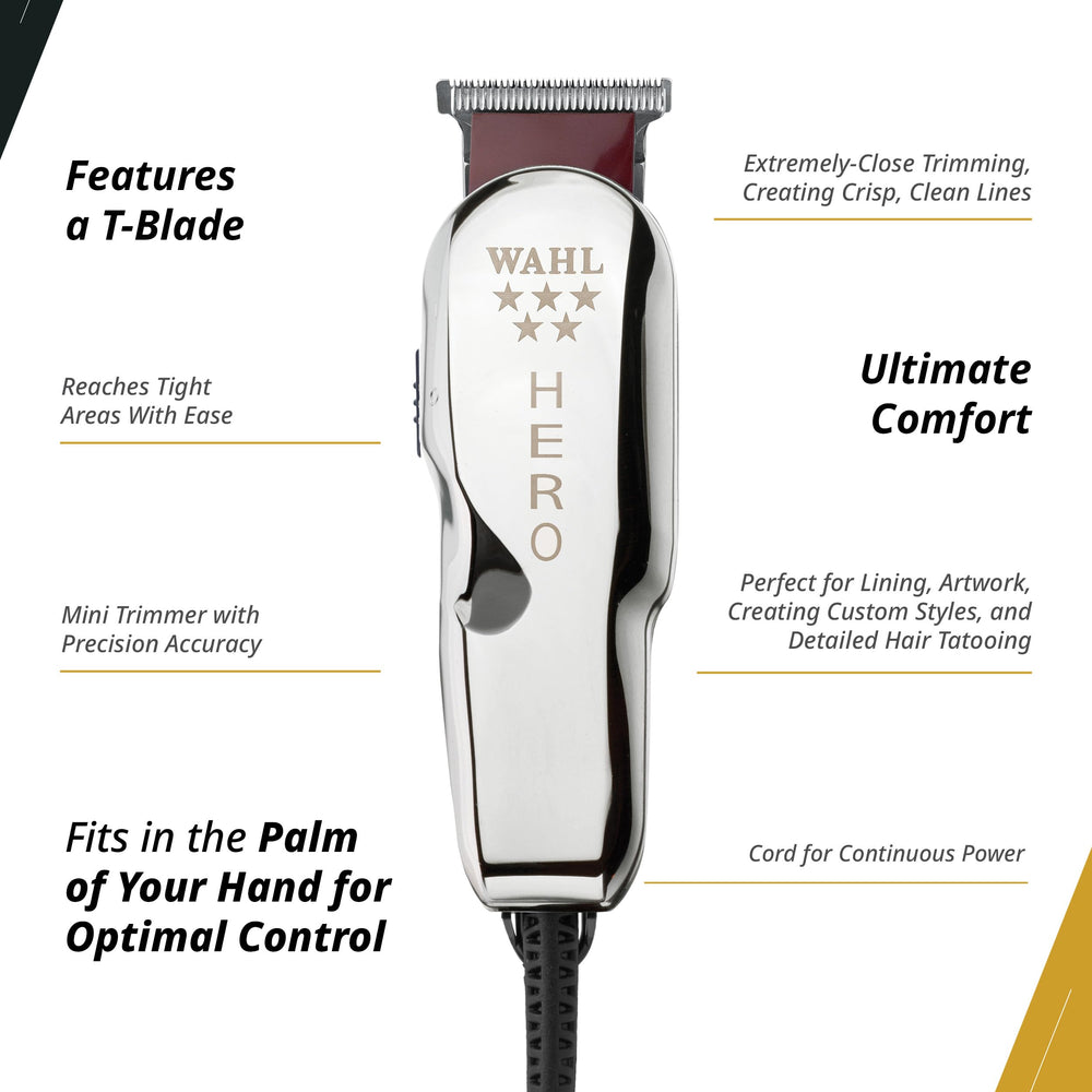 Wahl Hero Trimmer lightweight rotary motor for comfortable all-day grooming.