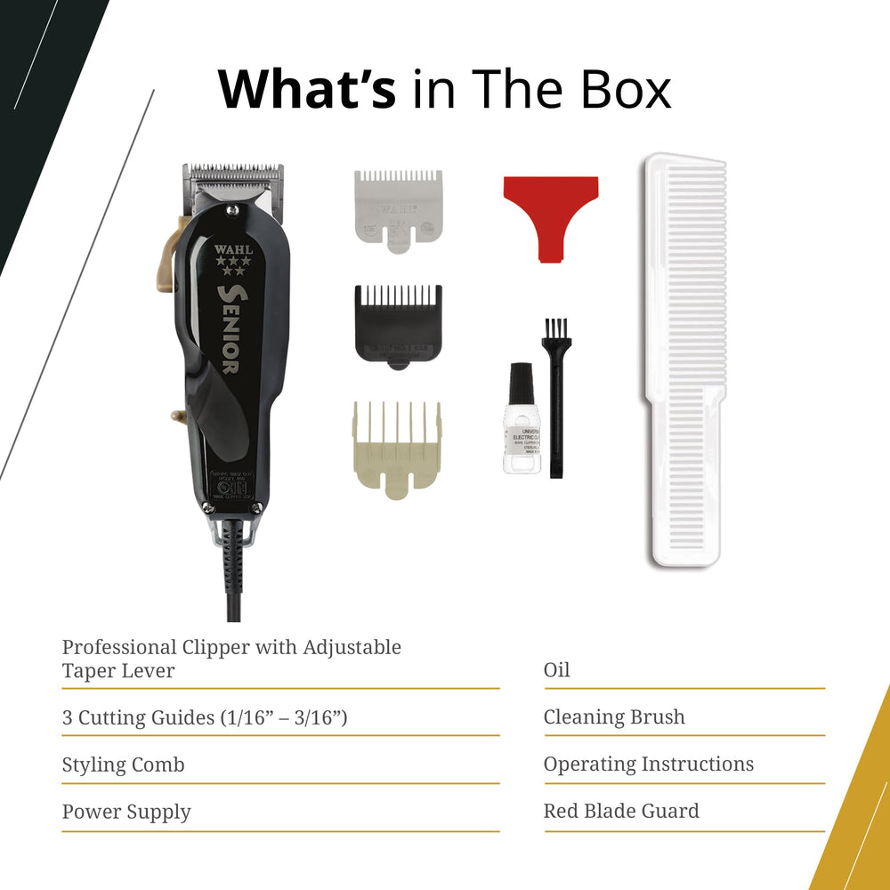 Rugged aluminum housing of the Wahl Senior clipper for durability.