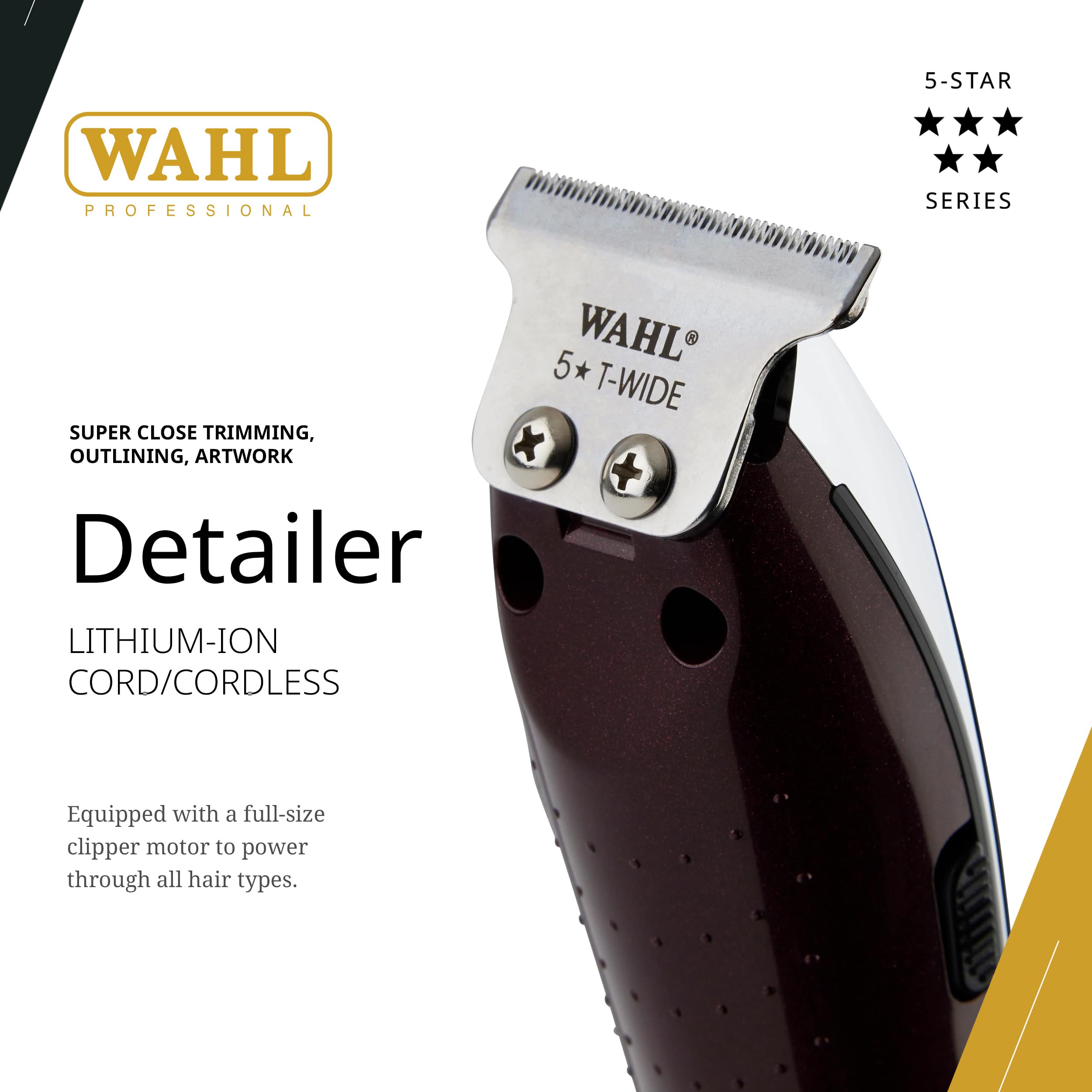 Close-up of the extended blade on Wahl Professional detailer for faster coverage.