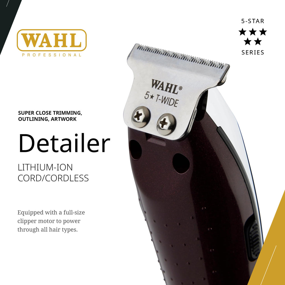 Close-up of the extended blade on Wahl Professional detailer for faster coverage.