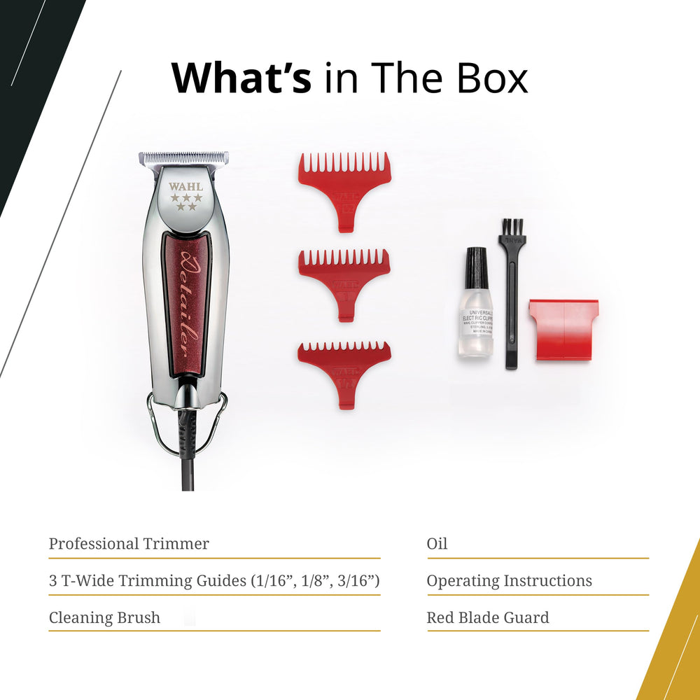 Wahl Professional Detailer Trimmer Burgundy includes three guides for versatile trimming