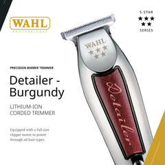 Wahl Professional Detailer Trimmer Burgundy held for controlled lining