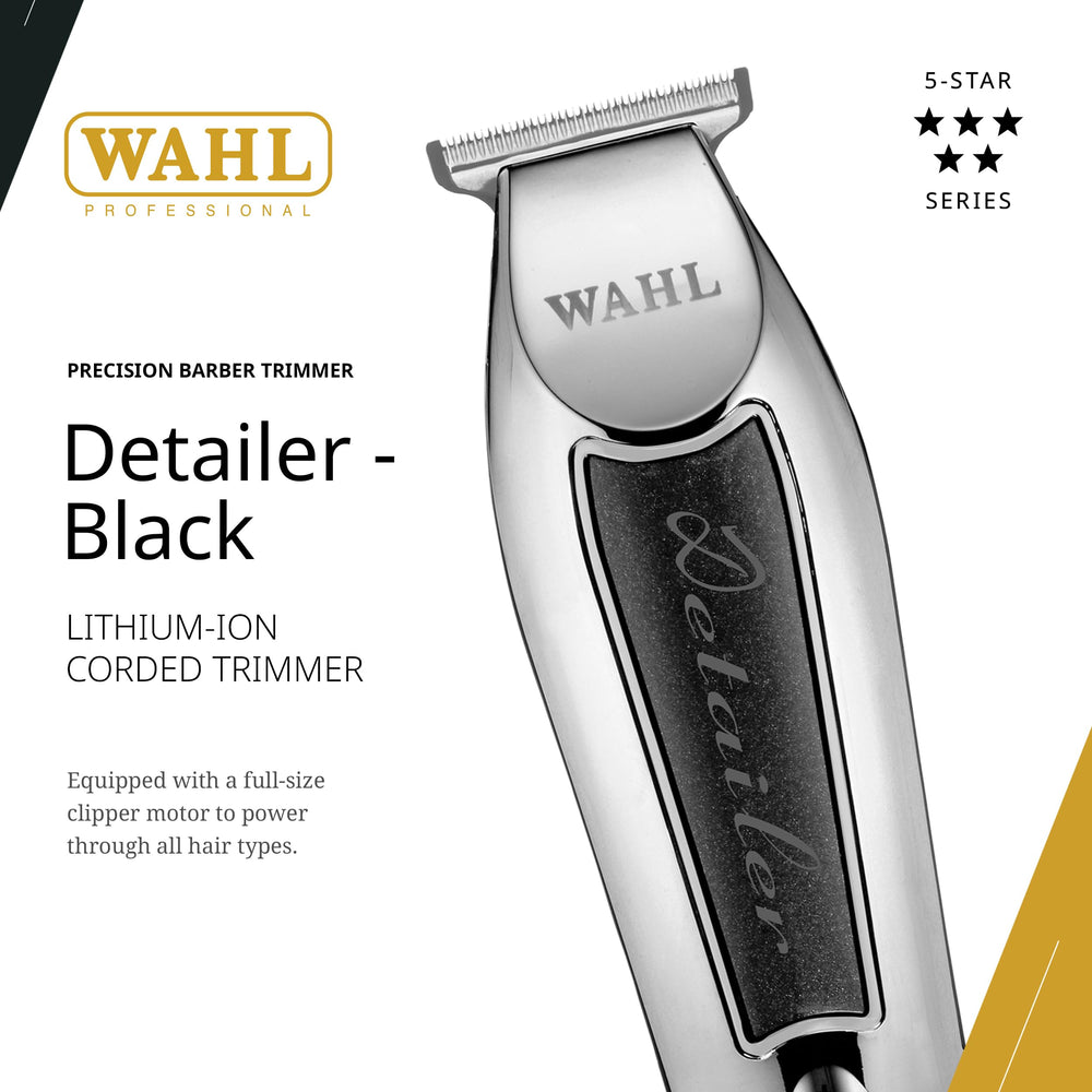 Wahl Professional Detailer Trimmer powered by corded rotary motor for consistent performance.
