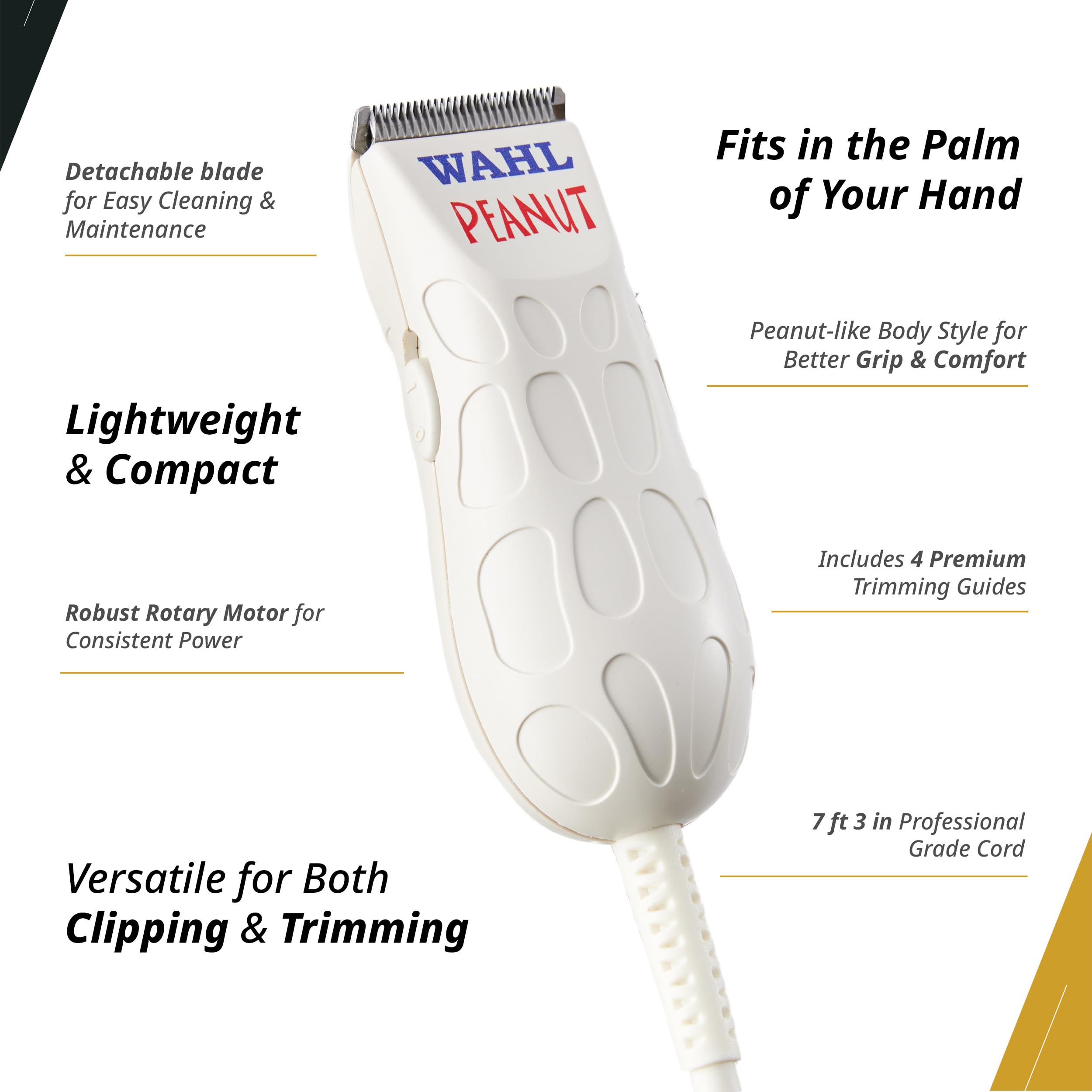 Detachable blade on the Wahl Peanut Clipper allows quick blade changes and maintenance
