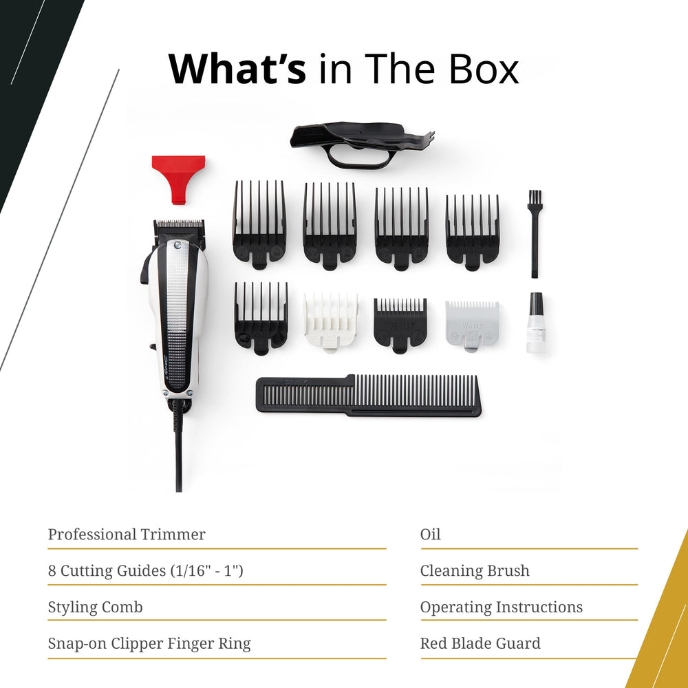 Sterling 9 kit contents including oil, blades, and guards