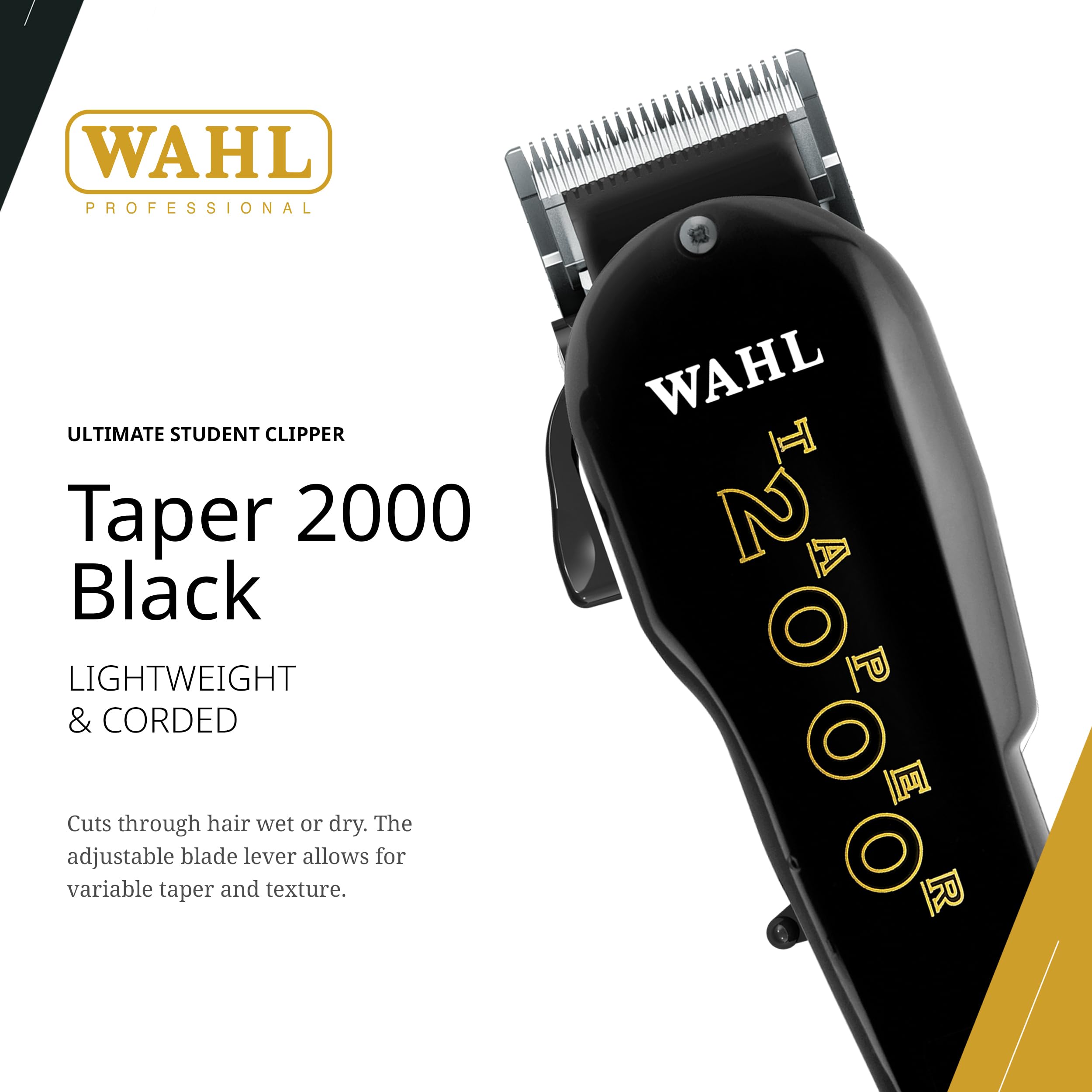 Wahl Taper 2000 adjustable blade lever close-up for versatile length control.