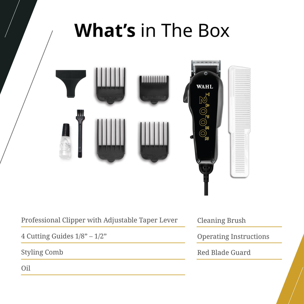 Wahl Professional Taper 2000 complete kit with attachments shown.