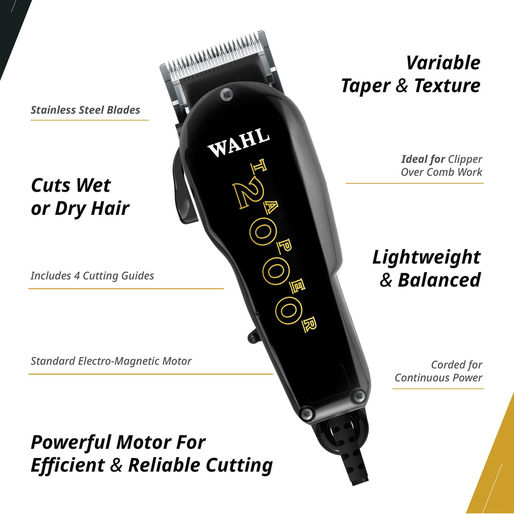 Wahl Professional Taper 2000 precision blades close-up for smooth cuts.