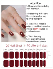 Wahrshei Ancora Red gel stickers providing durable shine after UV/LED cure