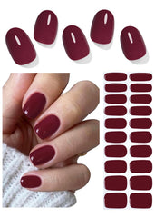 Wahrshei Ancora Red semi-cured nail strips for quick at-home manicure with UV curing