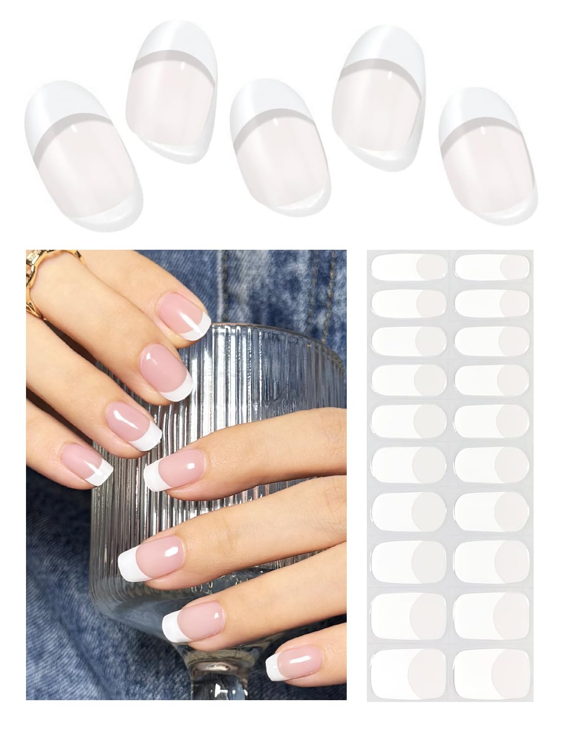 Wahrshei classic French nude wrap for salon-quality nails at home.