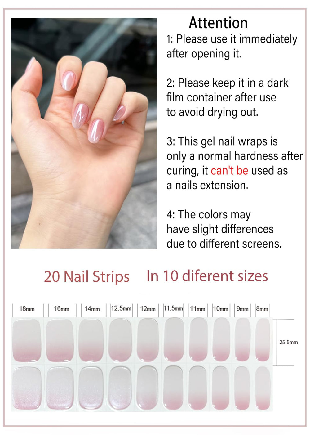 Wahrshei Glazed Pink Gradient applying—easy adhesion across nail sizes for a confident home manicure.