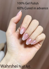 Wahrshei Glazed Pink Gradient strip close-up—shows 100% gel polish formula for bright shine.