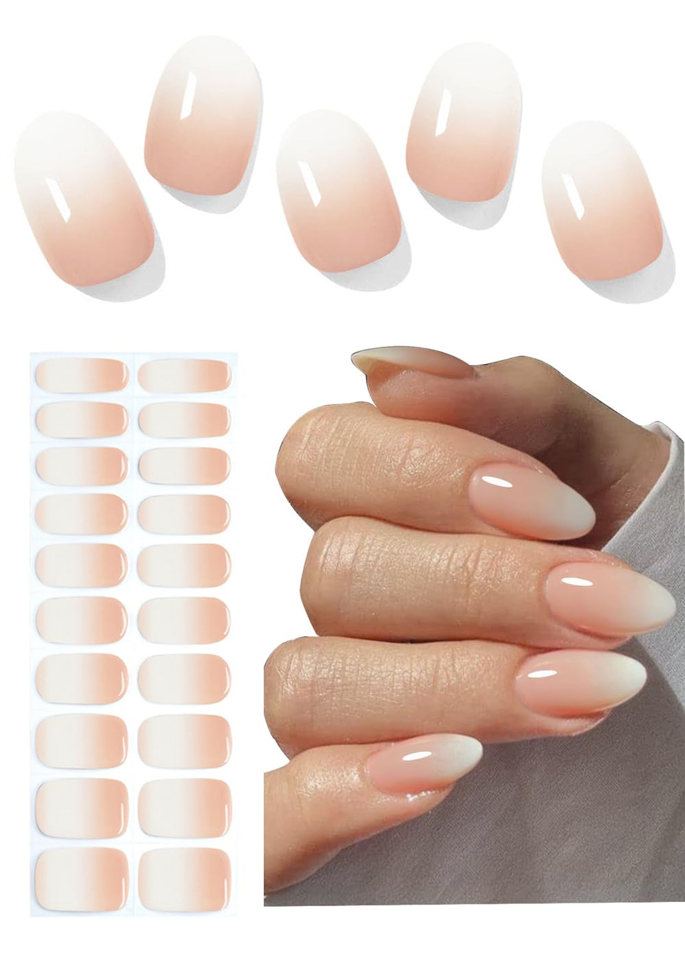 Wahrshei Nude Obrem semi-cured gel nail strips for quick salon-style nails at home.