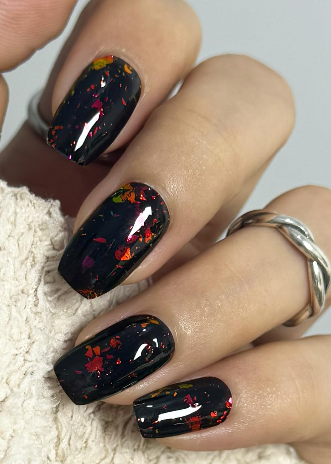 Wahrshei red foil gel nail strips for at-home salon-like shine.
