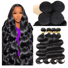WAITWO 12A body wave bundles 20-inch natural black blend for fuller look