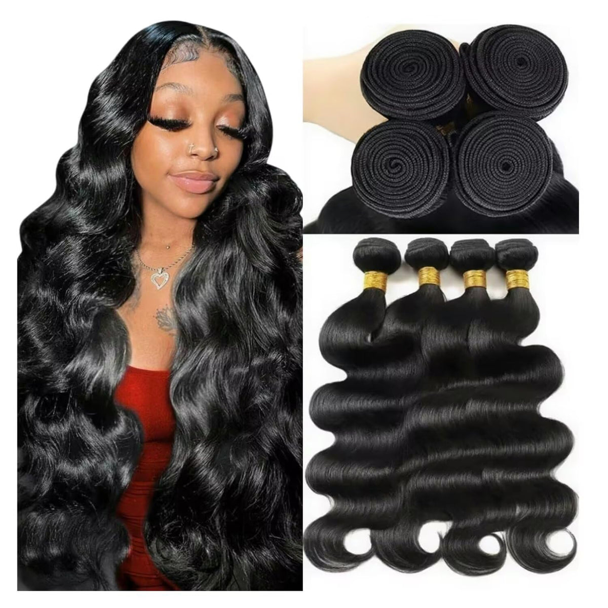 WAITWO 18-inch Brazilian body wave bundle blends seamlessly with natural hair.