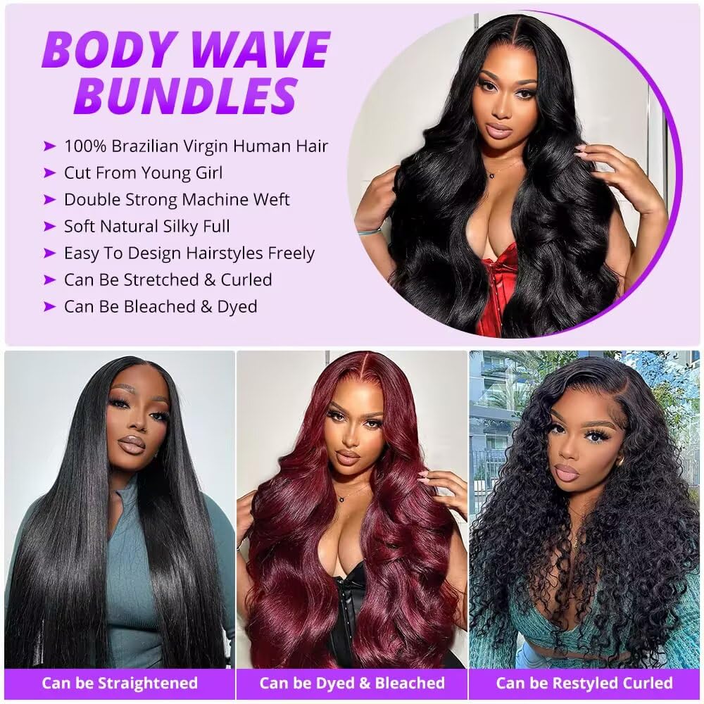 Waitwo body wave 24-inch bundles closeup for seamless color match