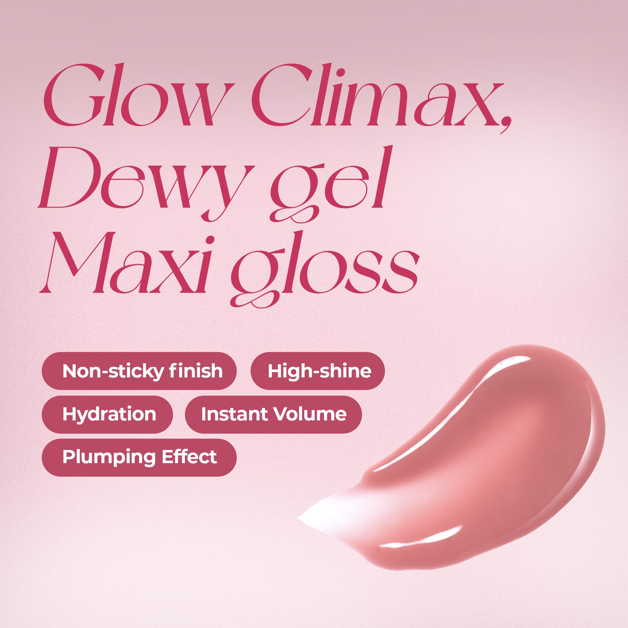 Cooling and plumping gloss with subtle sparkle on lips
