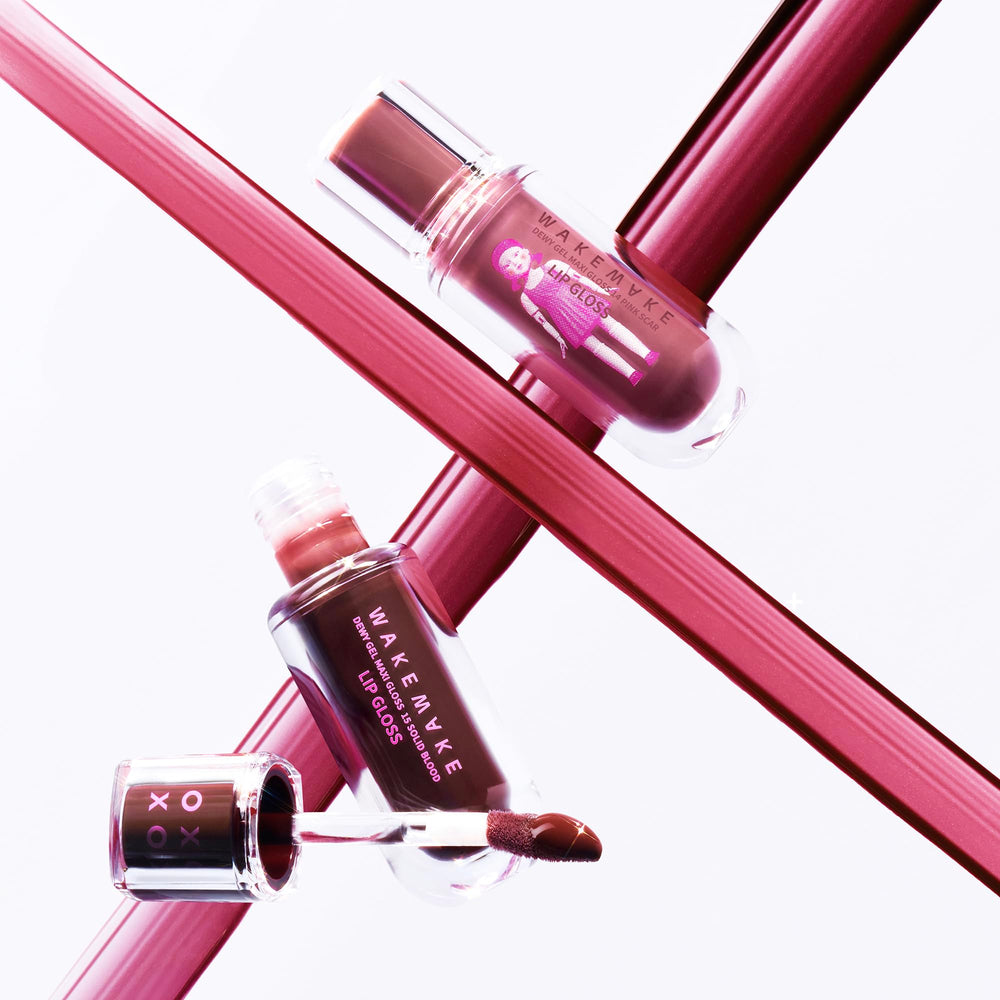 WAKEMAKE gloss pearl shimmer close-up with light-reflective finish