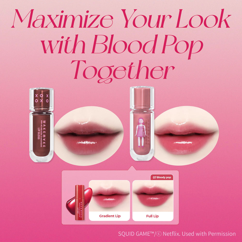 WAKEMAKE Netflix Squid Game packaging art on lip gloss