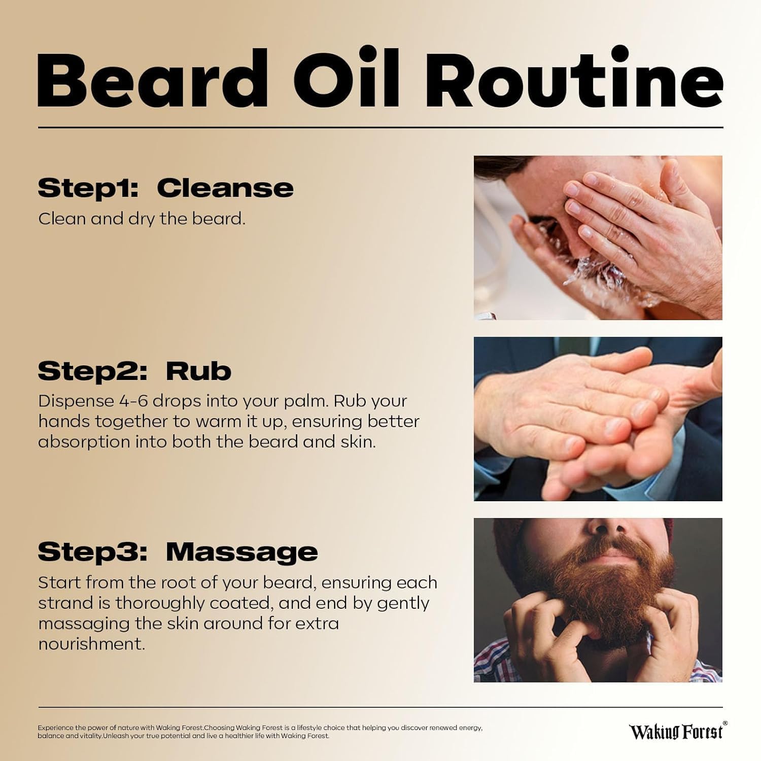 Hands applying beard oil for smoother, moisturized hair