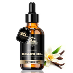 Waking Forest Vanilla Beard Oil bottle pours to hydrate and define the beard