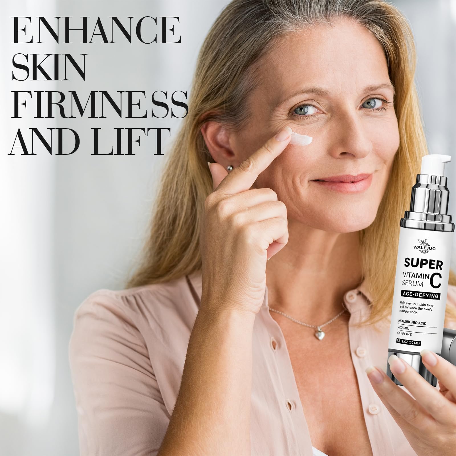 WALEJUC serum drops in action for targeted nourishment on aging skin.
