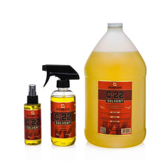 Walker Tape C-22 adhesive remover in action on an adhesive buildup, ideal for quick cleanups