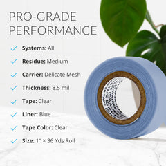 Walker Tape dull-finish bond blends with lace for natural look.