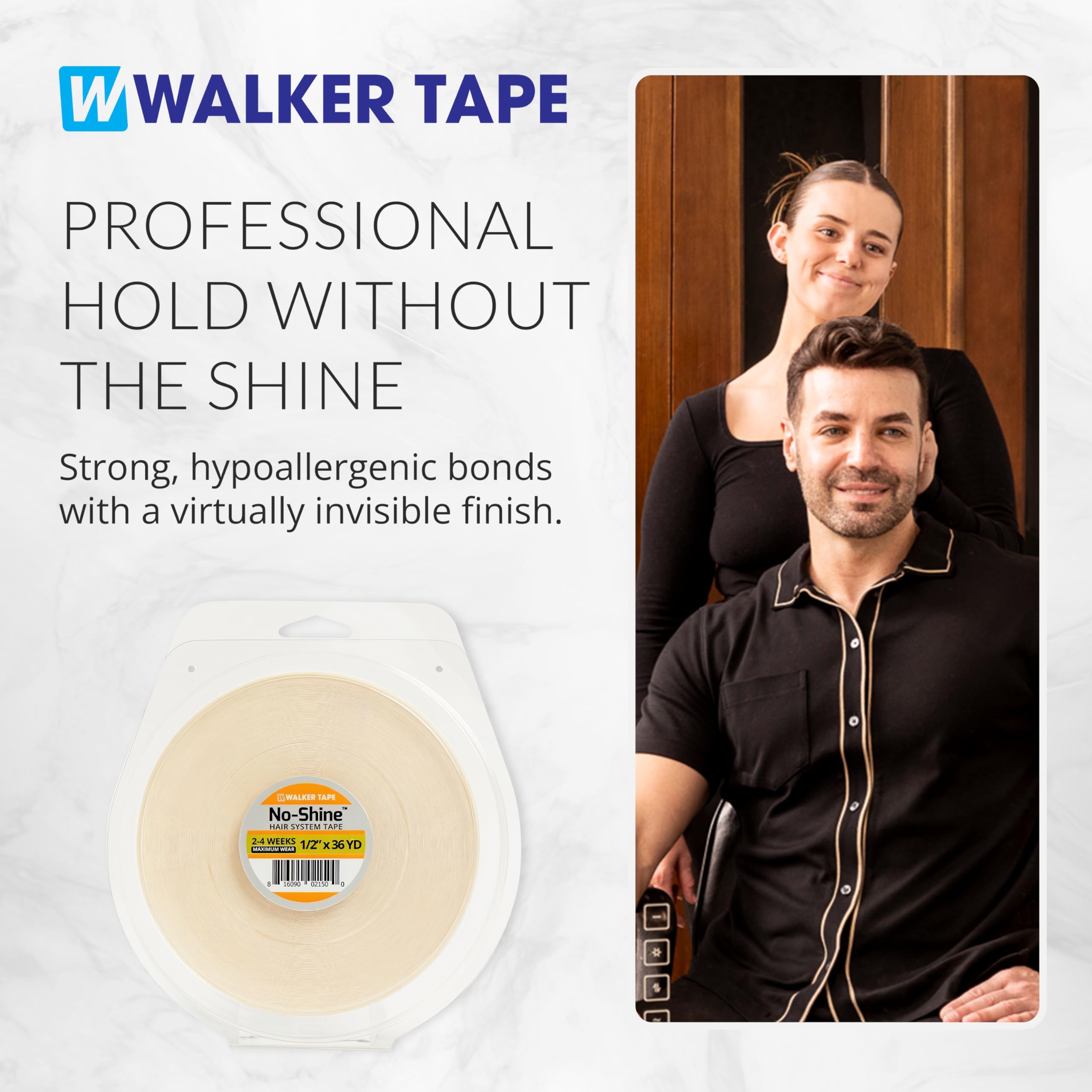 Walker Tape No-Shine Roll ideal for wigs, lace systems, toupees.