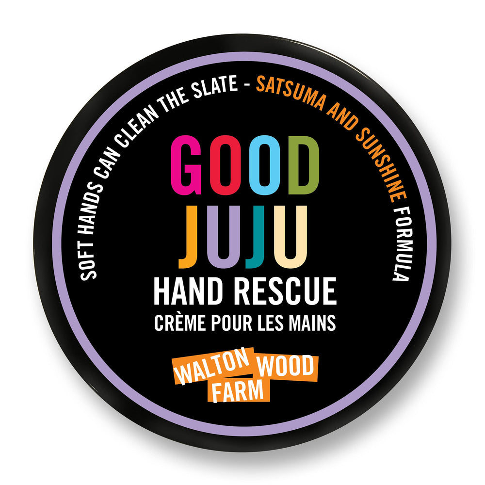 Walton Wood Farm Hand Rescue Good Juju 4oz bottle delivering deep hydration for dry hands.