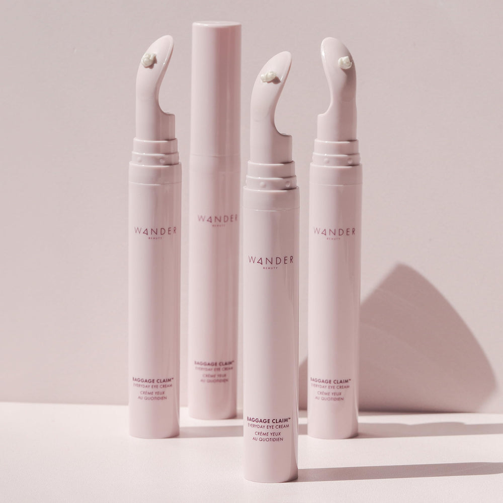 Wander Beauty Baggage Claim Eye Cream applicator in use for precise application