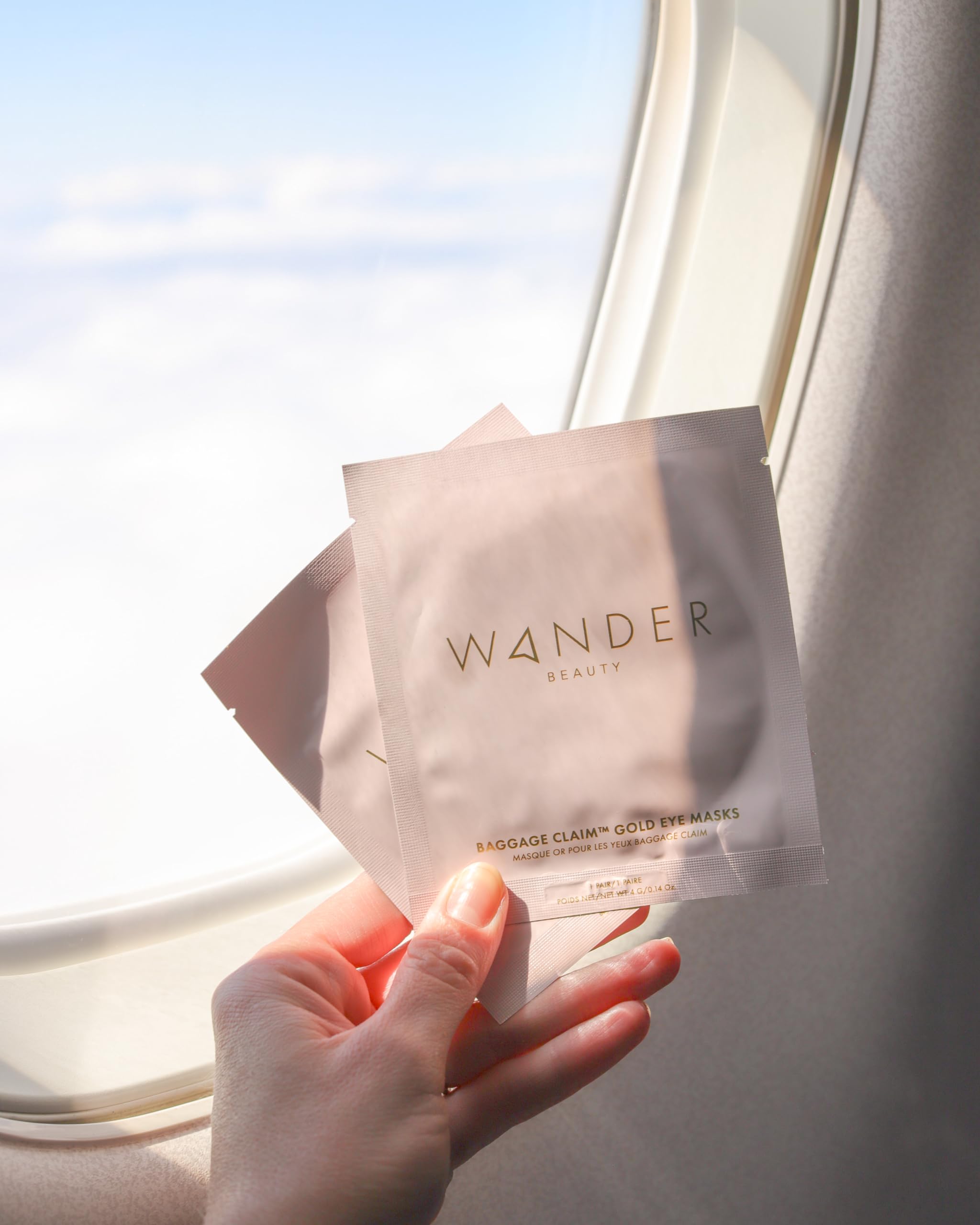 Wander Beauty Baggage Claim patches on skin for refreshed look