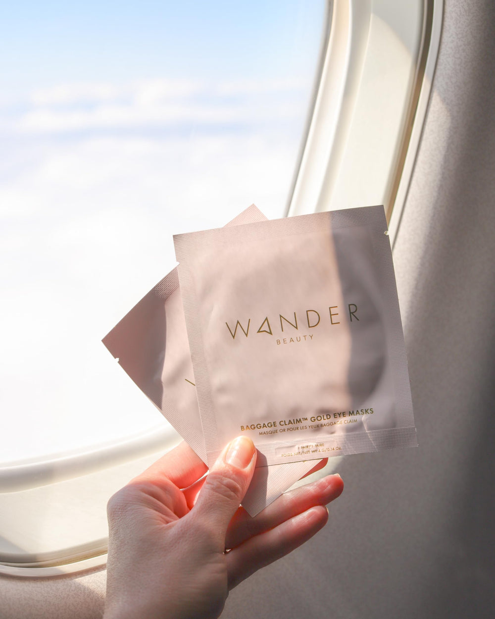 Wander Beauty Baggage Claim patches on skin for refreshed look