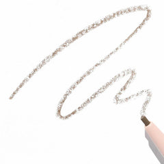 Wander Beauty taupe brow pencil filling sparse areas with light strokes.