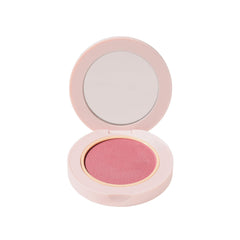 Wander Beauty hydrating powder blush Berry Busy swatch on skin for seamless blend.
