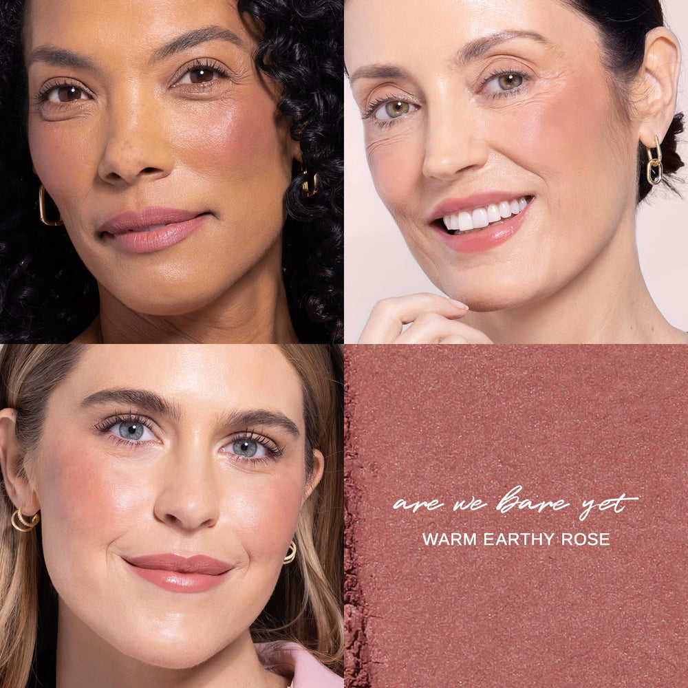 Wander Beauty blush on cheek with soft rose flush and satin finish
